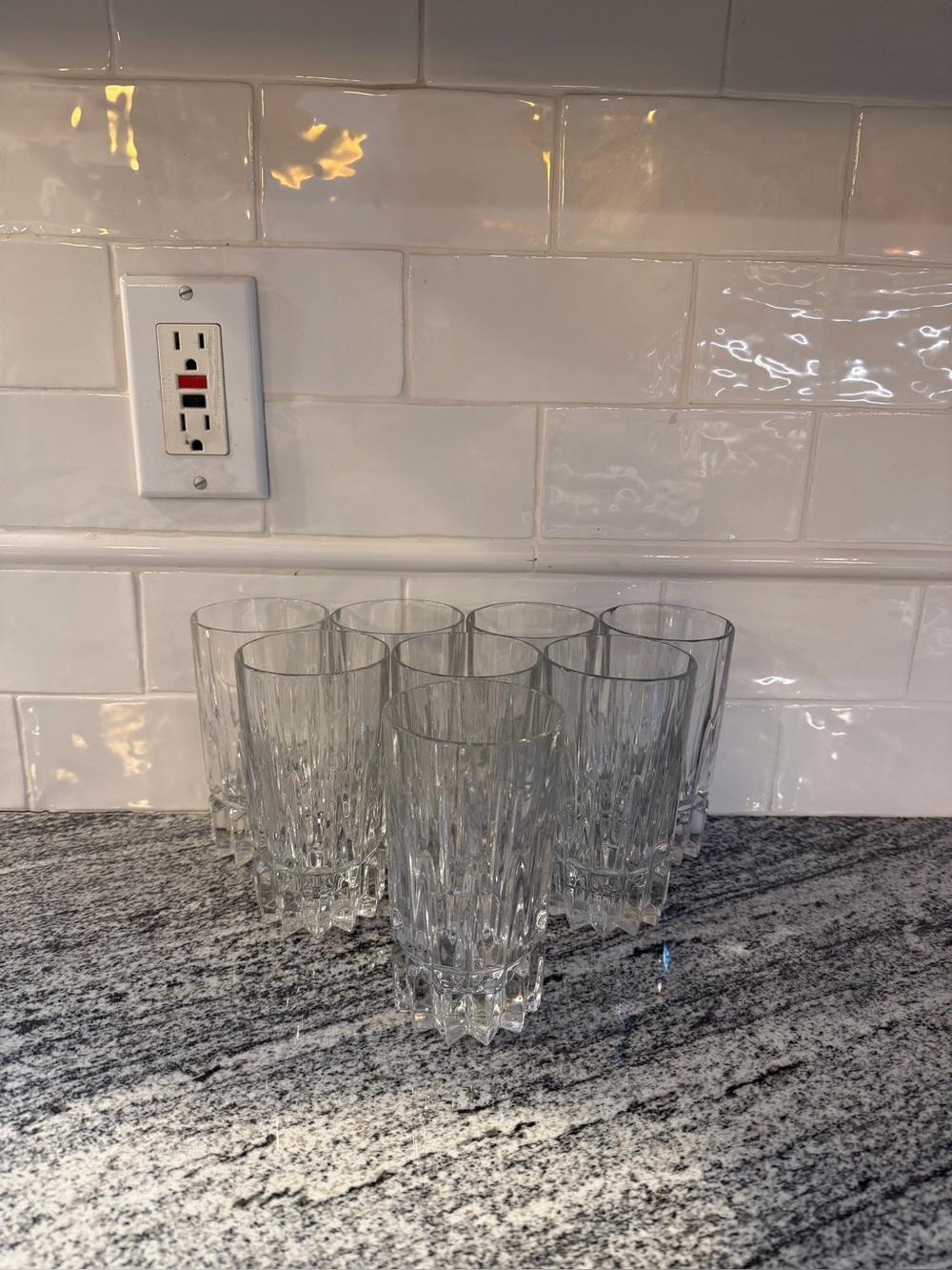 Set of 8 MIKASA MC111 Crystal Highball Tumbler Glass Barware 5 3/8" VTG 1980s